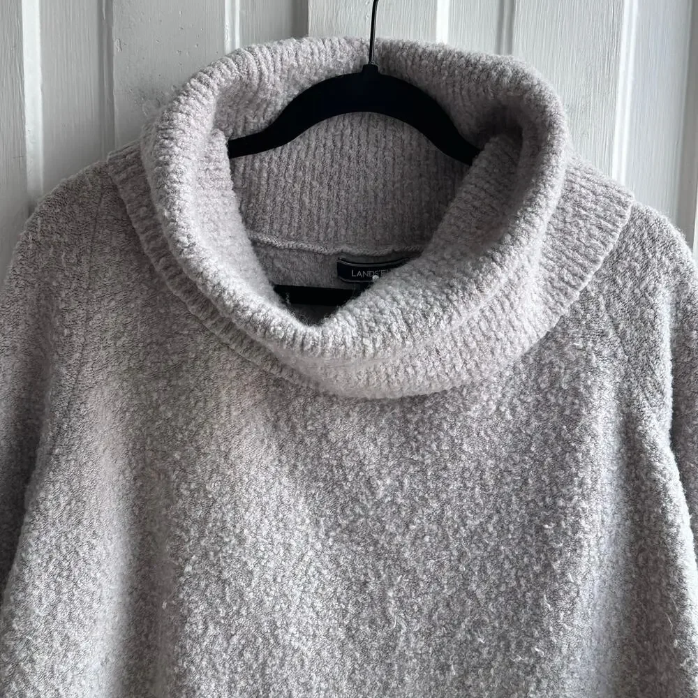 Lands’ End Bouclé Cowl Neck Sweater – Size L – Soft Oatmeal